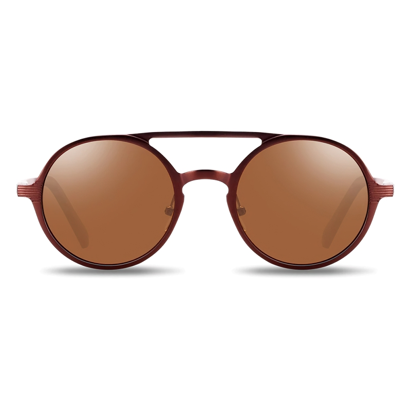 Unisex luxury round sunglasses in a vintage style with brown lenses and a chic frame, perfect casual accessory for all.