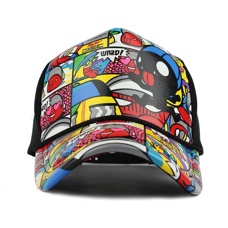 Colorful unisex mesh baseball cap featuring an artistic multicolor print, perfect for adding style to any outfit.