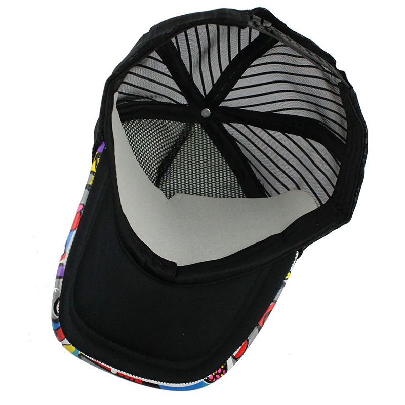 Inside view of a unisex multicolor classic mesh baseball cap with stylish design and quality materials.