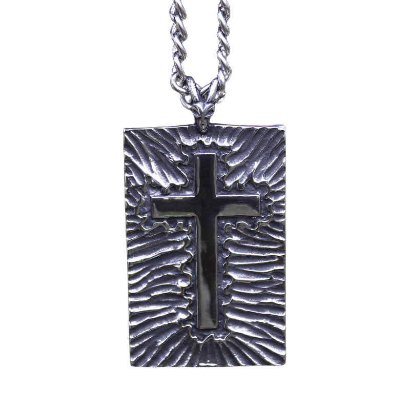 Unisex stainless steel gothic pendant with cross design, perfect for modern fashion statements.
