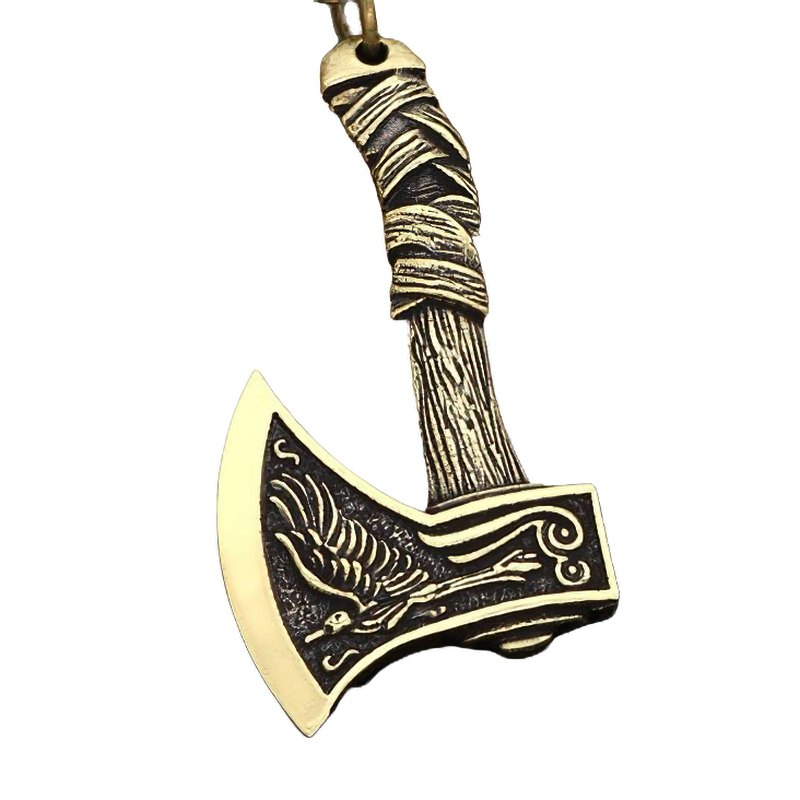 Unisex Viking axe pendant with intricate details and casual style, perfect for adding flair to any outfit.