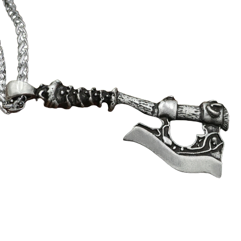 Stylish unisex Viking axe pendant in silver, perfect casual accessory for adding flair to any outfit.