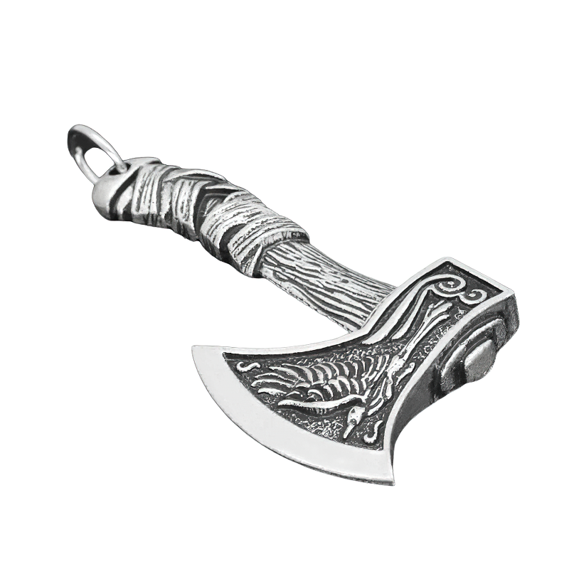 Unisex Pendant Viking Axe Of Celtic Wolf And Raven / Stylish Casual Necklace - HARD'N'HEAVY