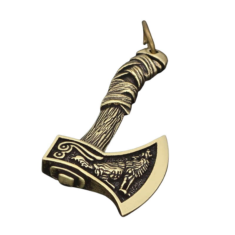 Stylish unisex Viking axe pendant with detailed craftsmanship, perfect casual necklace accessory for any outfit.