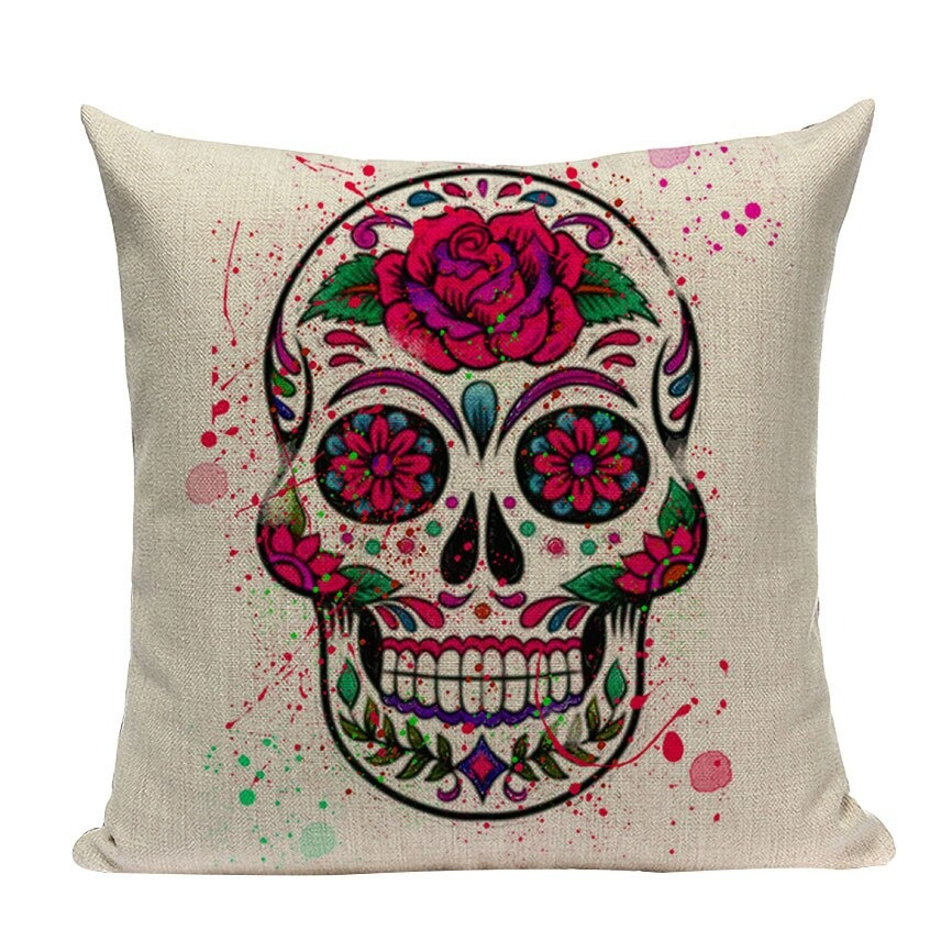 Unisex Punk Pillowcase with Skull Print / Cotton Pillow on Zipper in Alternativ Style - HARD'N'HEAVY