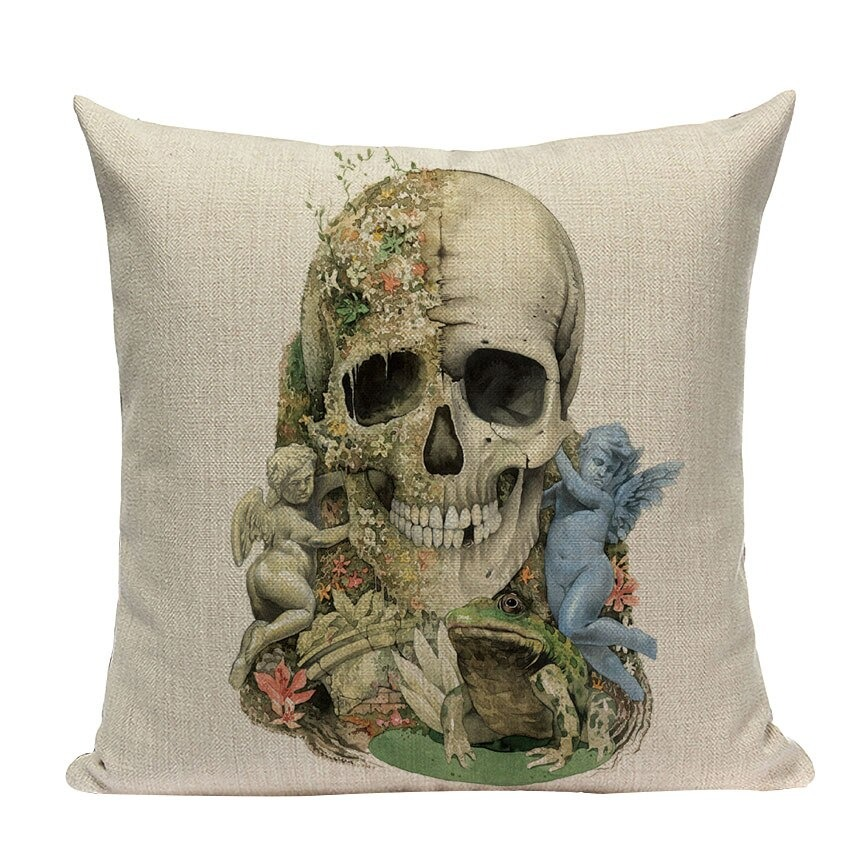 Unisex Punk Pillowcase with Skull Print / Cotton Pillow on Zipper in Alternativ Style - HARD'N'HEAVY