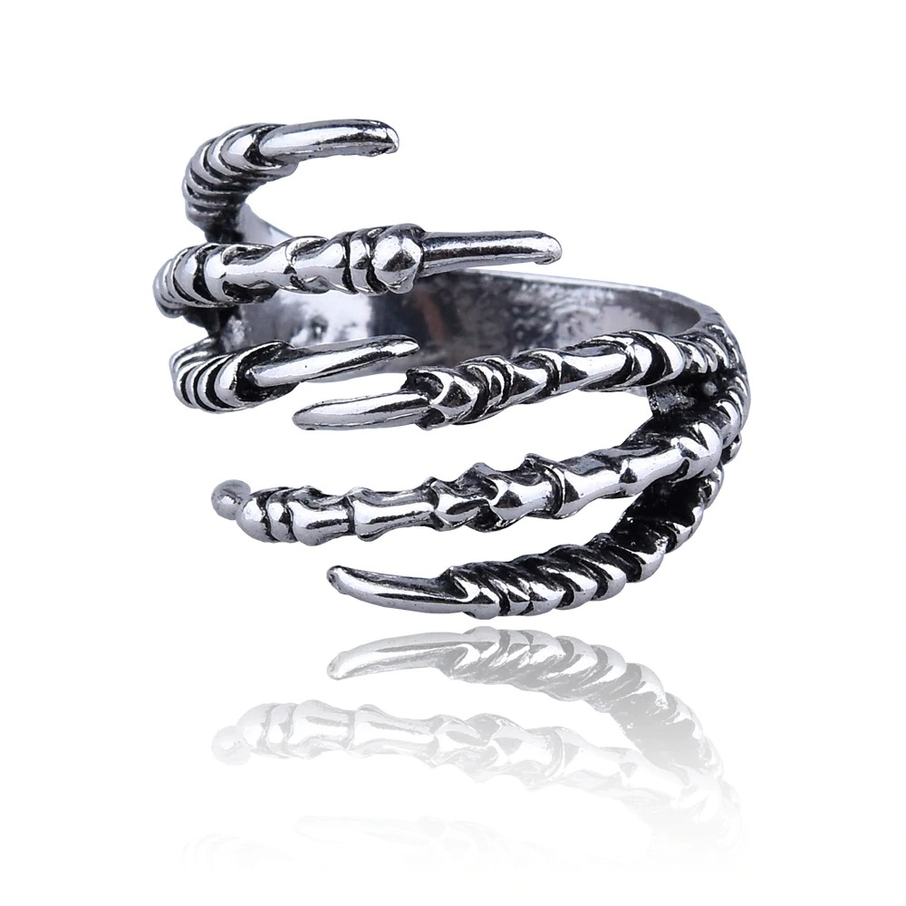 Unisex alternative style open ring featuring a dragon claw design, perfect for punk and cosplay outfits.