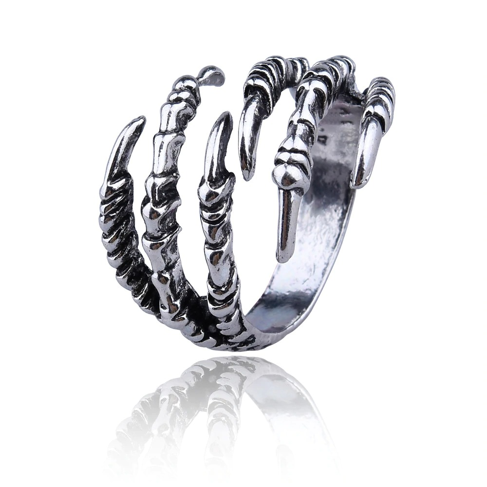 Unisex retro punk open ring featuring a striking dragon claw design for a bold, edgy accessory.