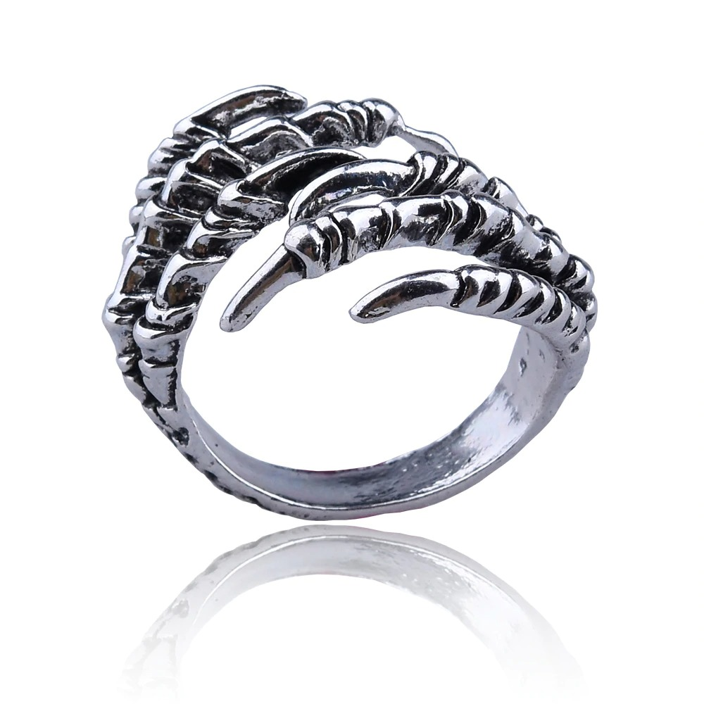 Unisex retro punk open ring featuring a striking dragon claw design, perfect for cosplay or rock star outfits.