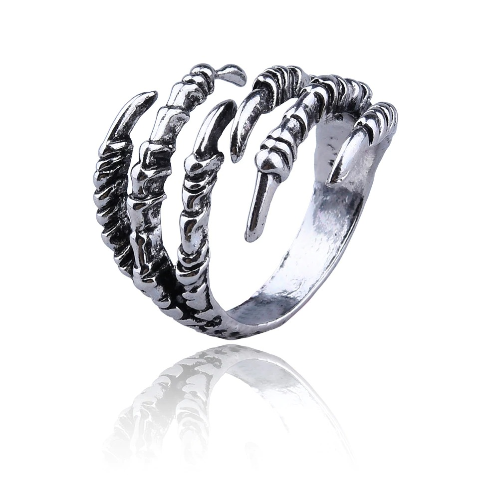 Unisex retro punk open ring with dragon claw design, perfect for cosplay or rock star looks.