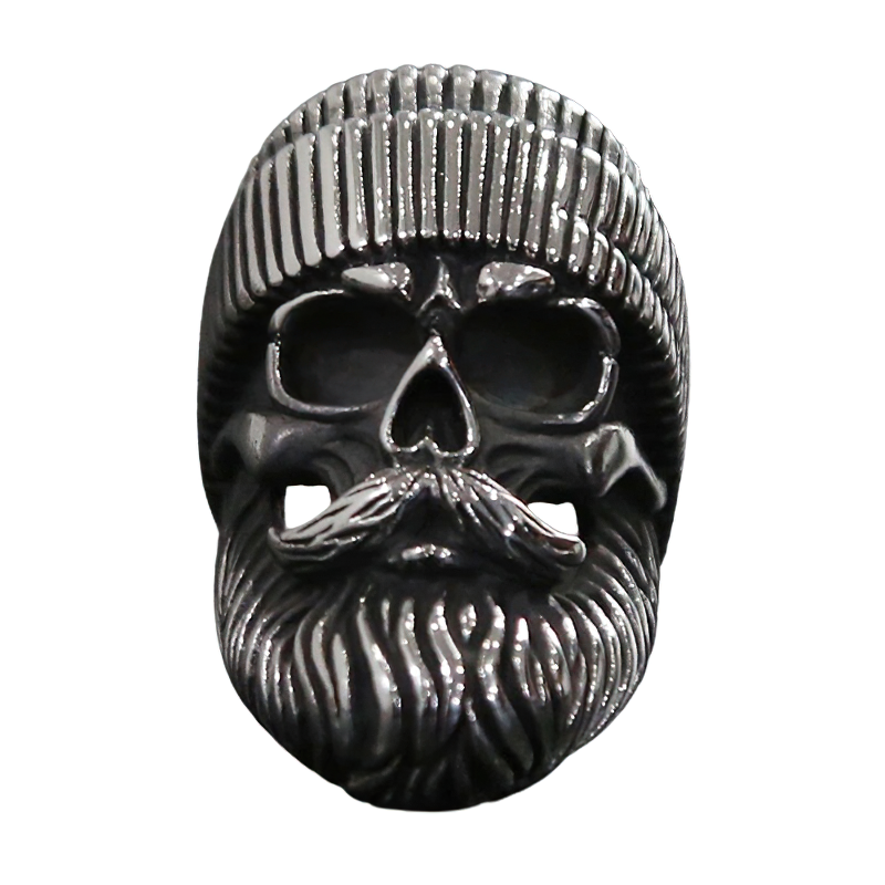 Unisex Ring Of Skull With Big Beard And Hat / Stainless Steel Biker Jewelry - HARD'N'HEAVY