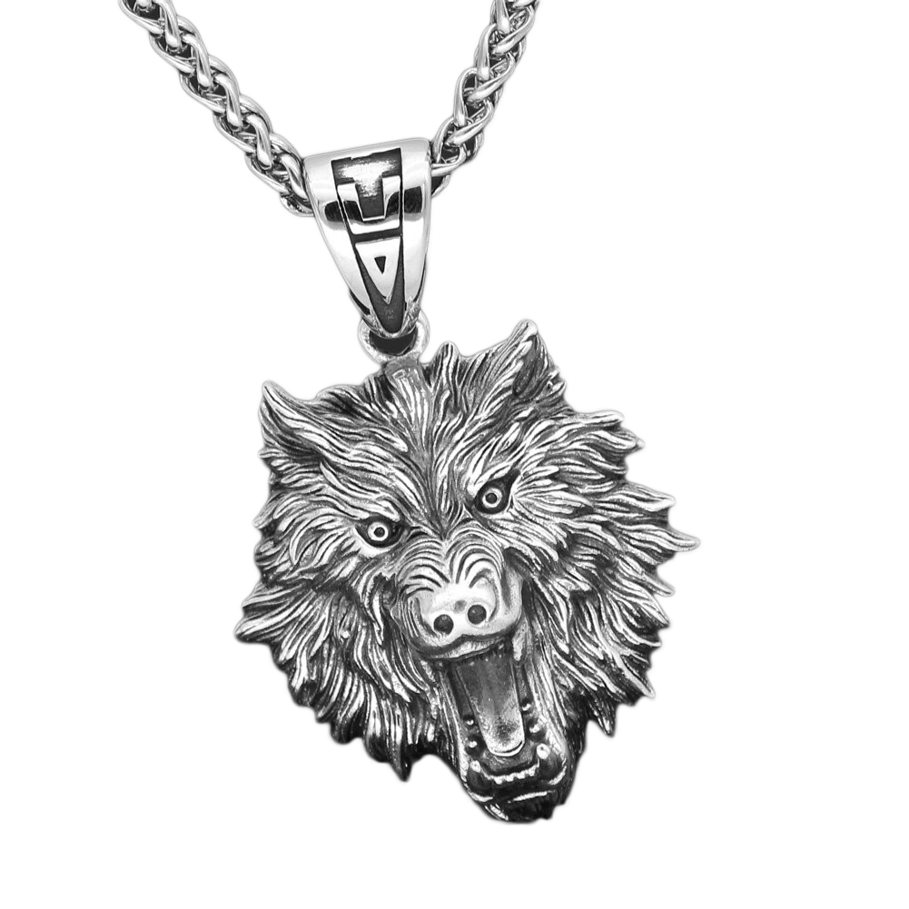 Unisex Rock Style Pendant / Sterling Silver Vintage Jewelry / Wolf Head Pendant - HARD'N'HEAVY