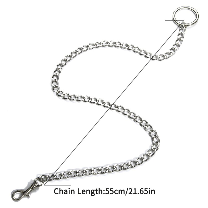 Unisex silver chain choker necklace with lock, 55cm length, perfect for gothic and alternative fashion styles.