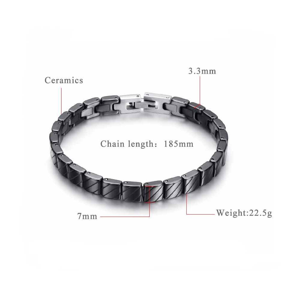 Unisex stainless steel bracelet in black and white with toggle-clasps, chain length 185mm, stylish and trendy jewelry.