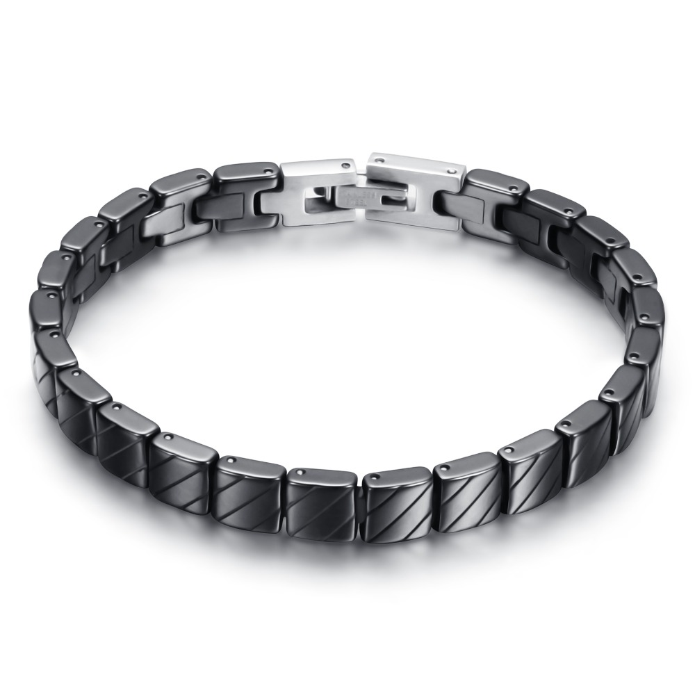 Unisex Stainless Steel Bracelet in Black and White Colour / Fashion Bangle with Toggle-Clasps - HARD'N'HEAVY