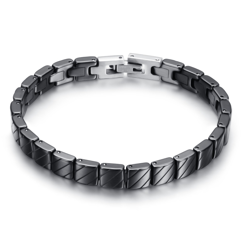 Unisex black and white stainless steel bracelet with toggle clasp, trendy chain link jewelry for all occasions.