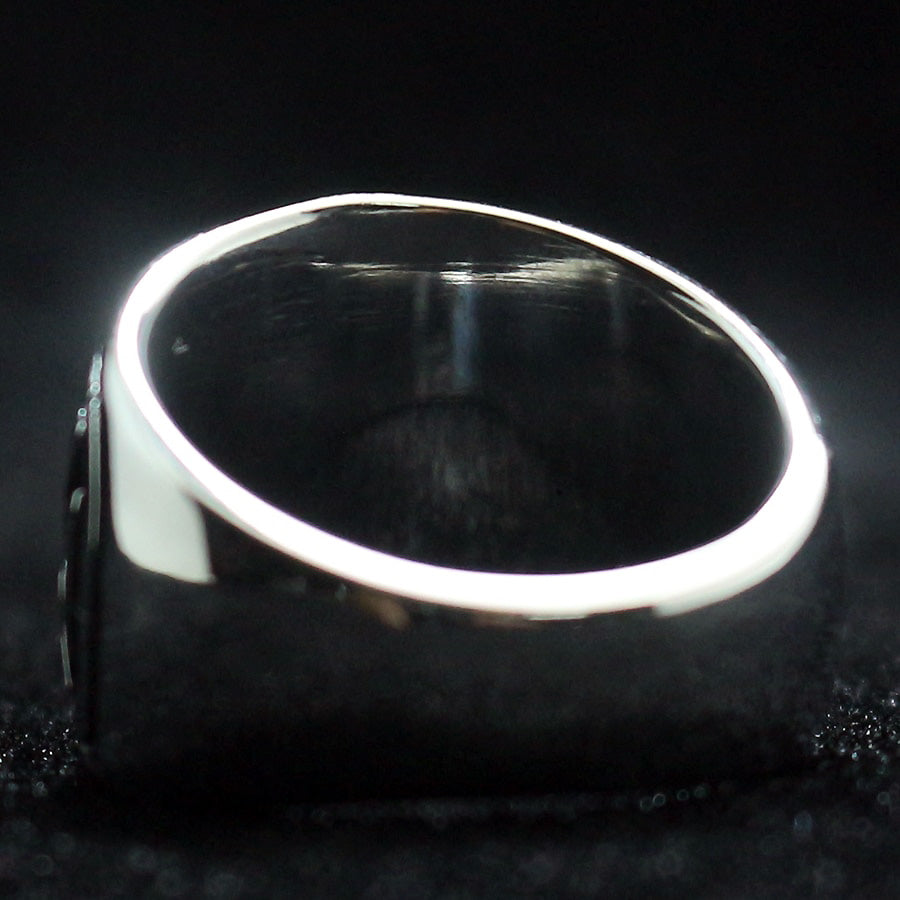 Unisex stainless steel classic biker ring showcasing a sleek black stone design, perfect for adding to your biker jewelry collection.