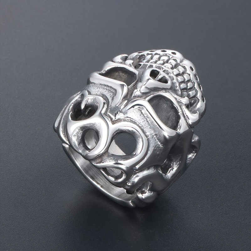 Unisex stainless steel gothic ring shaped like a skull, perfect for gothic, rock, and punk styles.