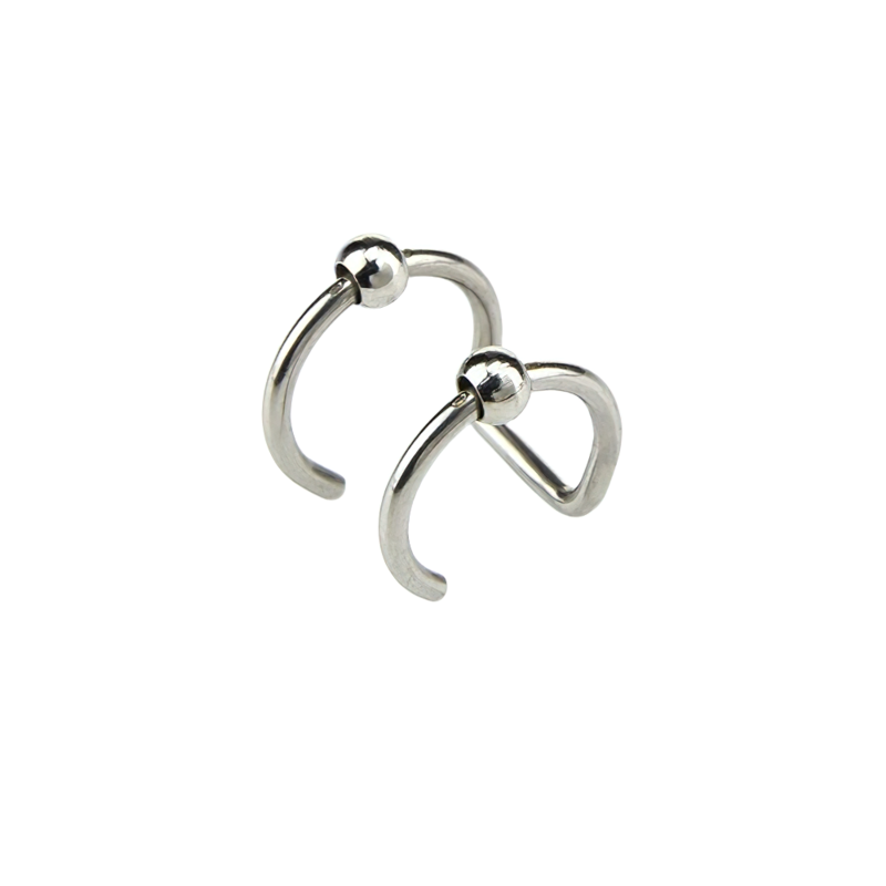 Unisex stainless steel rock style piercing earrings with modern design and ball detail.