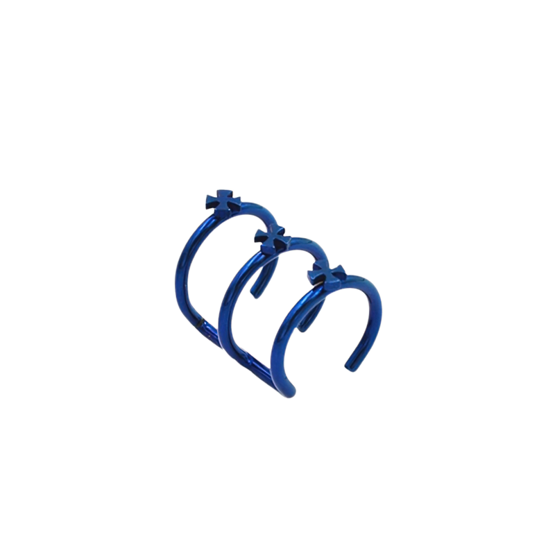 Cool vintage blue stainless steel unisex piercings with modern design and rock style.