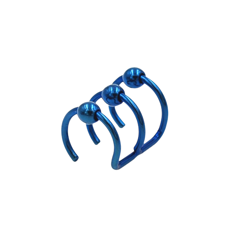 Trendy unisex blue stainless steel body piercing ring set, showcasing stylish rock-inspired design and modern appeal.