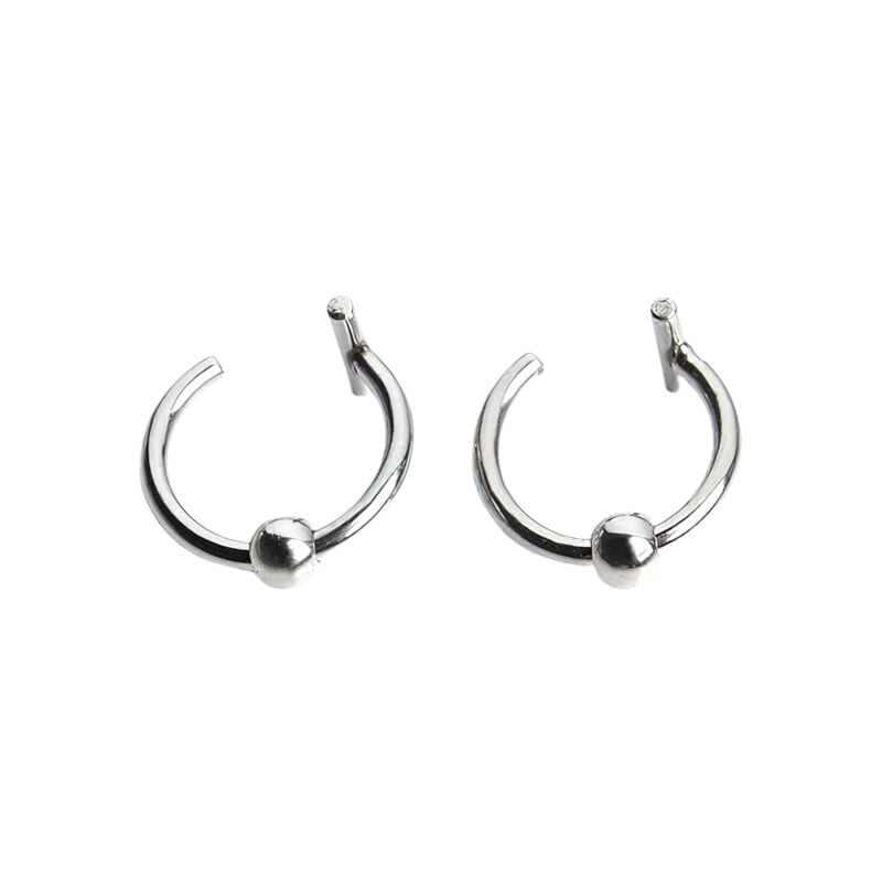 Unisex stainless steel earrings in rock style with a trendy ball design, perfect for a contemporary look.