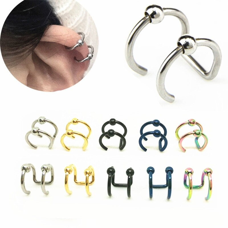 Unisex stainless steel piercings in various colors, showcasing a trendy rock style for cool body jewelry.