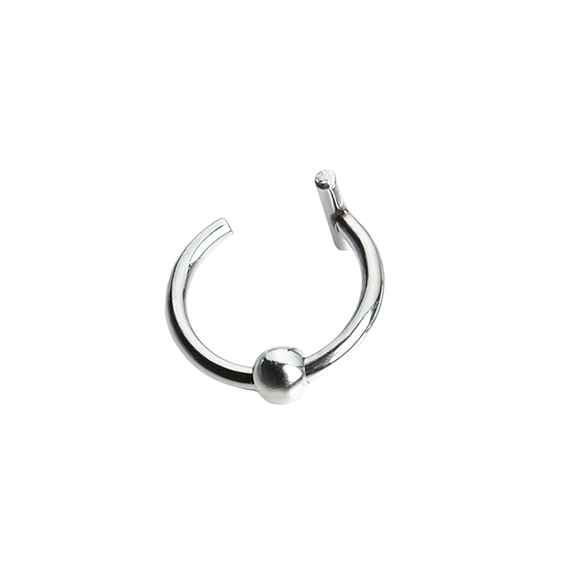 Unisex stainless steel piercing in a modern rock style with a sleek ball detail, perfect for a trendy look.