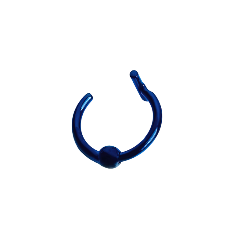 Cool blue unisex stainless steel piercing in rock style, modern design for trendy body jewelry lovers.