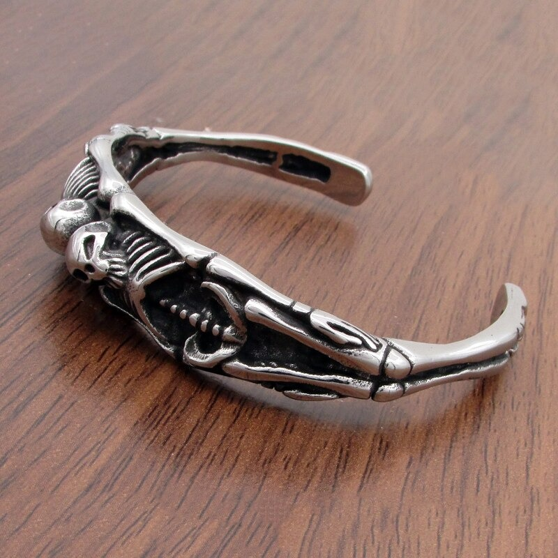 Unisex Stainless Steel Jewelry / Vintage Skeleton Bracelet / Punk Style Skull Bracelet - HARD'N'HEAVY