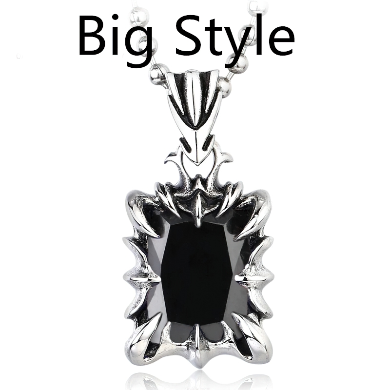 Unisex stainless steel gothic pendant featuring a striking black stone, perfect for casual fashion enthusiasts.