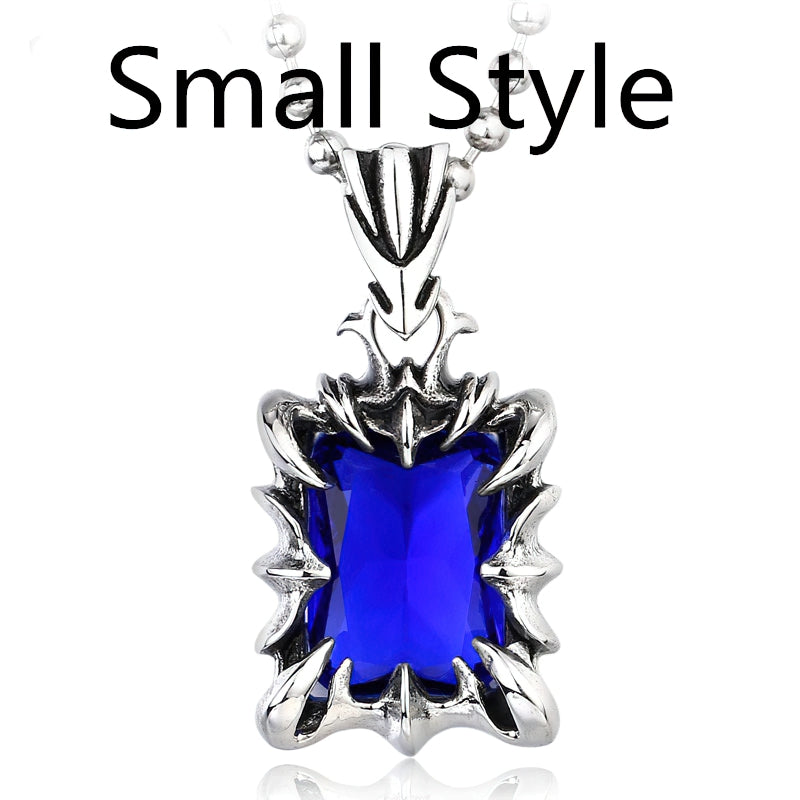 Unisex gothic stainless steel pendant with blue stone, stylish accessory for casual fashion.