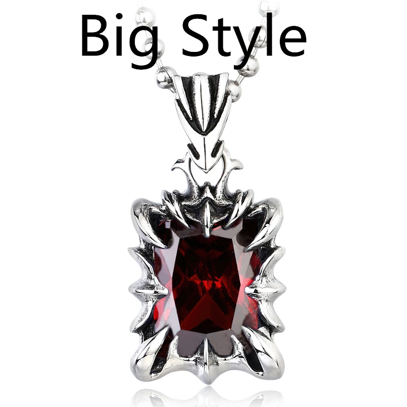 Unisex gothic style stainless steel pendant with red stone, perfect for casual fashion lovers.