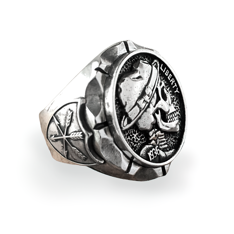 Unisex stainless steel biker ring with striking skull design and liberty inscription, perfect for men and women.