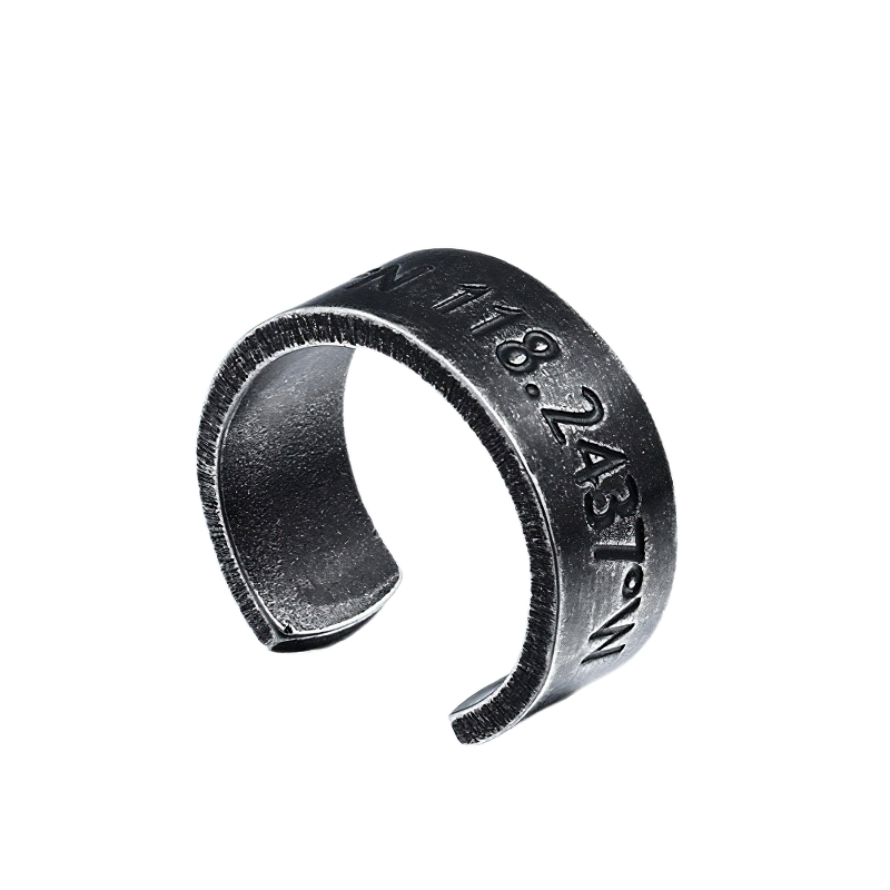 Stylish unisex stainless steel ring with unique inscription for casual jewelry.