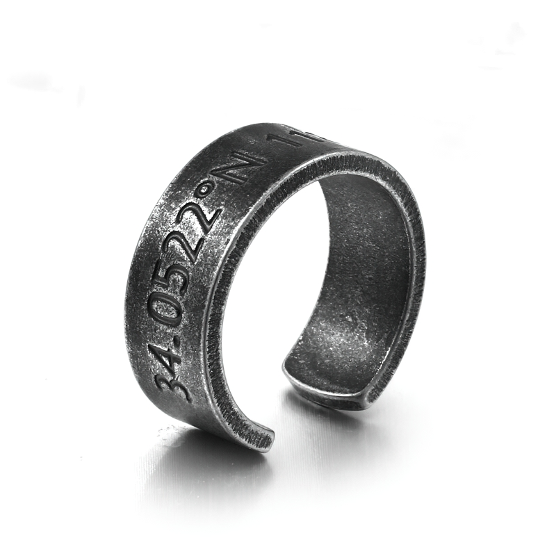 Unisex stainless steel ring with unique inscription, stylish casual accessory for everyday wear.