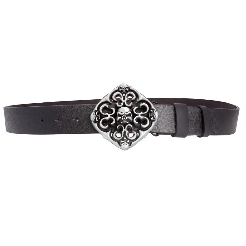 Unisex stylish cowskin belt with a skull head buckle, perfect for rock style outfits.