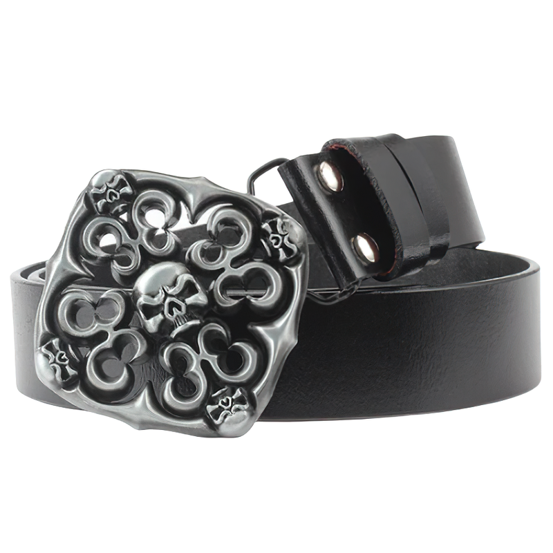 Unisex Stylish Cowskin Belt Of Skull Head / Rock Style Accessories Of Genuine Leather - HARD'N'HEAVY