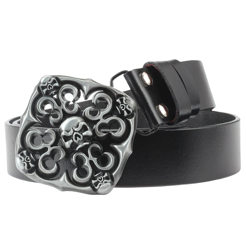 Unisex stylish cowskin belt with skull head buckle, perfect rock style accessory for any outfit.
