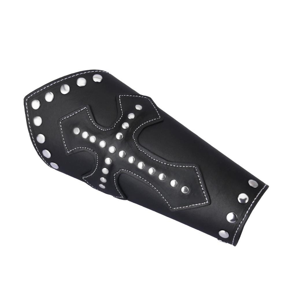 Unisex Templar Knights leather wristband with cross design and silver studs, perfect for cosplay and medieval events.