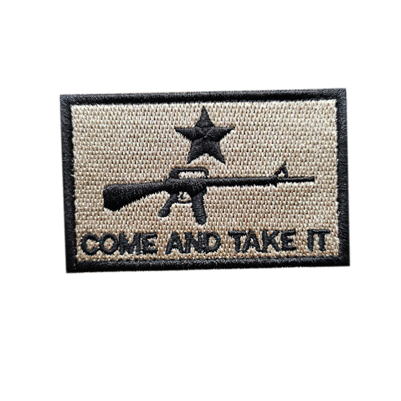 Unisex Vintage Military Patch / Khaki Embroidered / Tactical Patch With Gun Machine - HARD'N'HEAVY