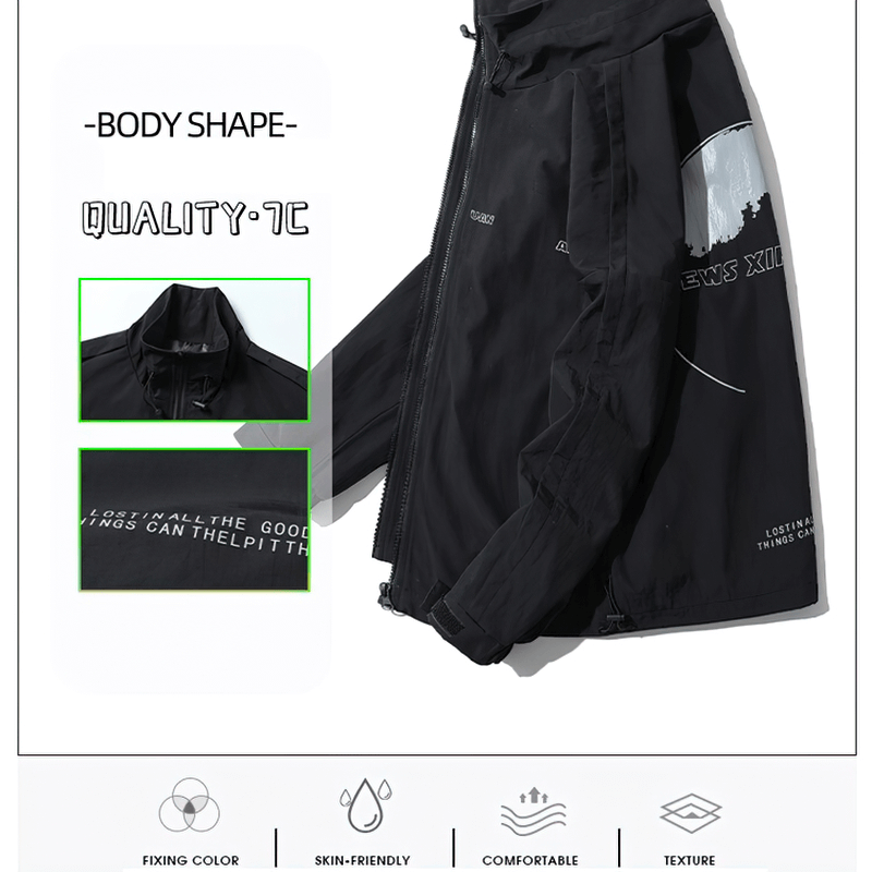 Unisex Zipper Windbreaker Jacket / Fashion Print Oversized Jackets / Casual Loose CLothing