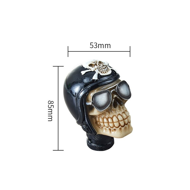 Universal skull gear shift knob with sunglasses and helmet, perfect for adding a Gothic touch to your car.