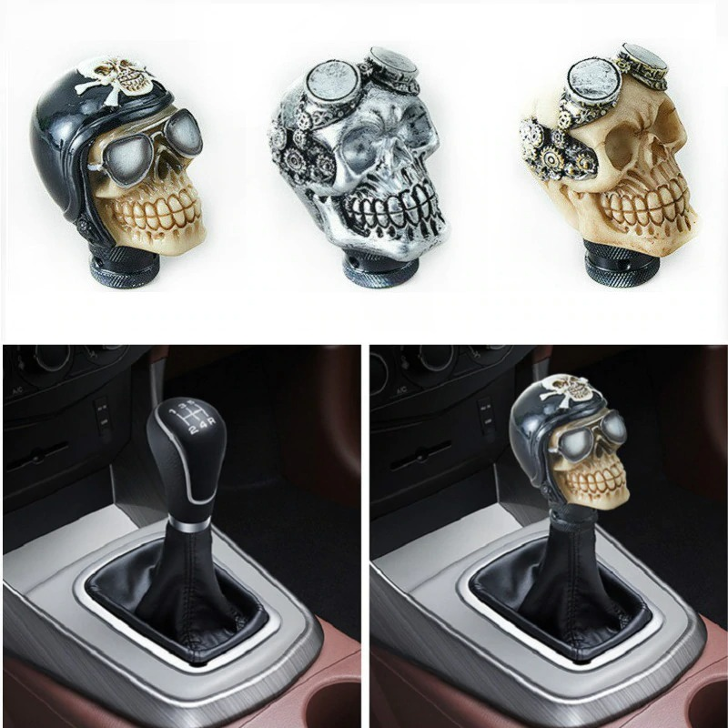 Gothic-style skull gearshift knobs in three colors for cars, adding a unique touch to your vehicle's interior.