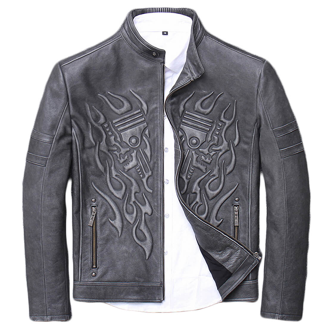 Urban Baron Biker Jacket / Genuine Leather Jacket Mens / Rave Outfits - HARD'N'HEAVY