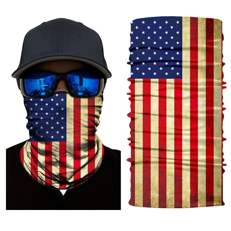 USA 3D national flag print balaclava scarf for outdoor fun and sun protection.