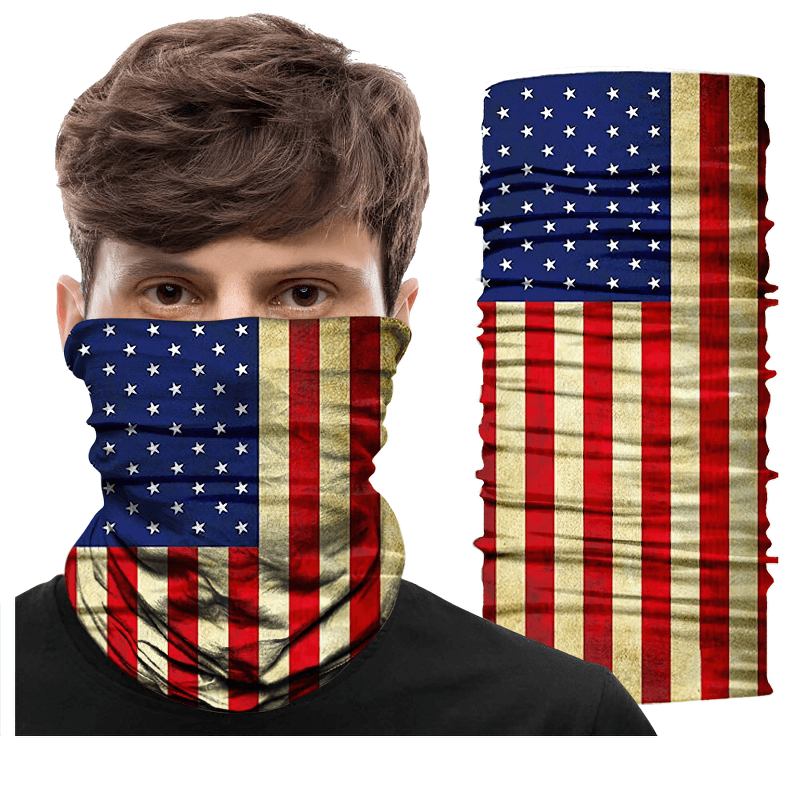 USA 3D National Flag Print Neck Balaclava-Scarf for outdoor activities and sun protection, stylish and windproof headwear.