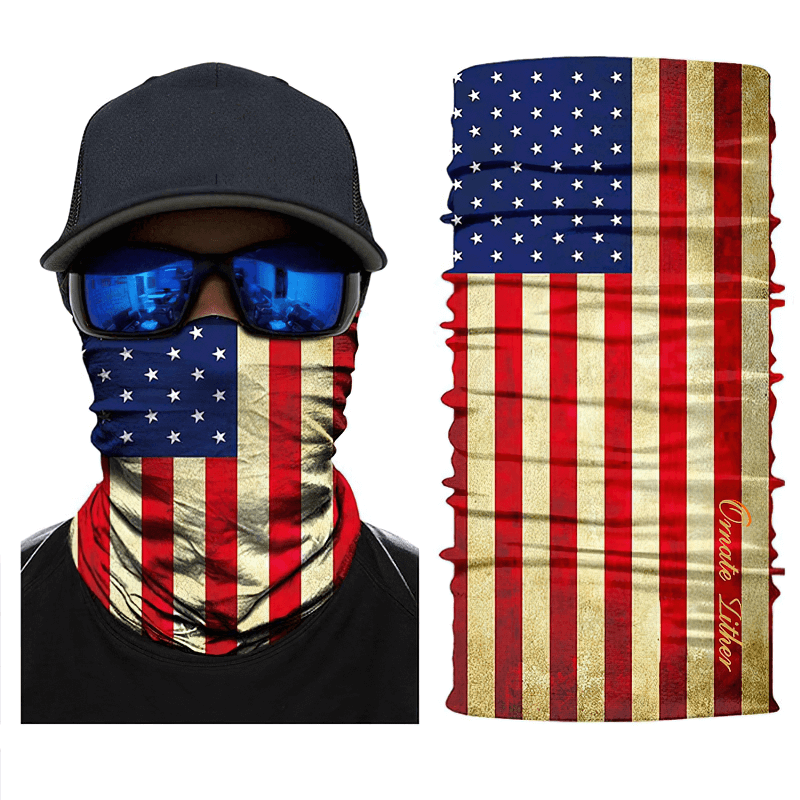 USA 3D National Flag Print Neck Balaclava-Scarf for outdoor activities and sun protection.