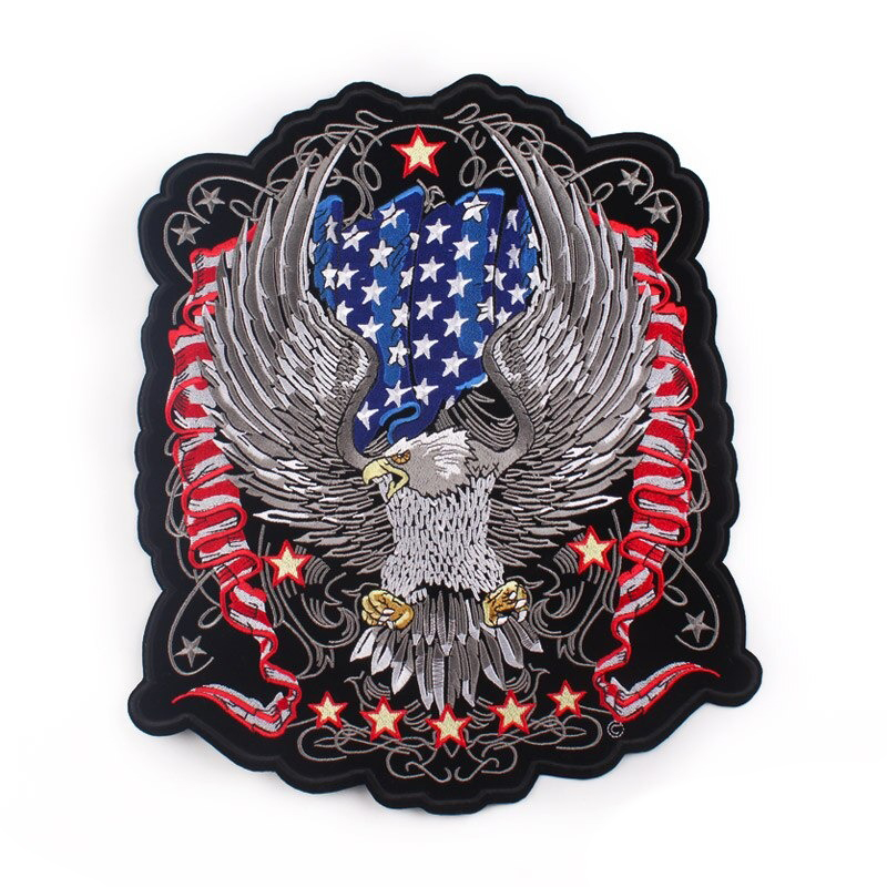 USA flag with eagle embroidered patch, perfect for jackets or bags. A true biker accessory to enhance your style.
