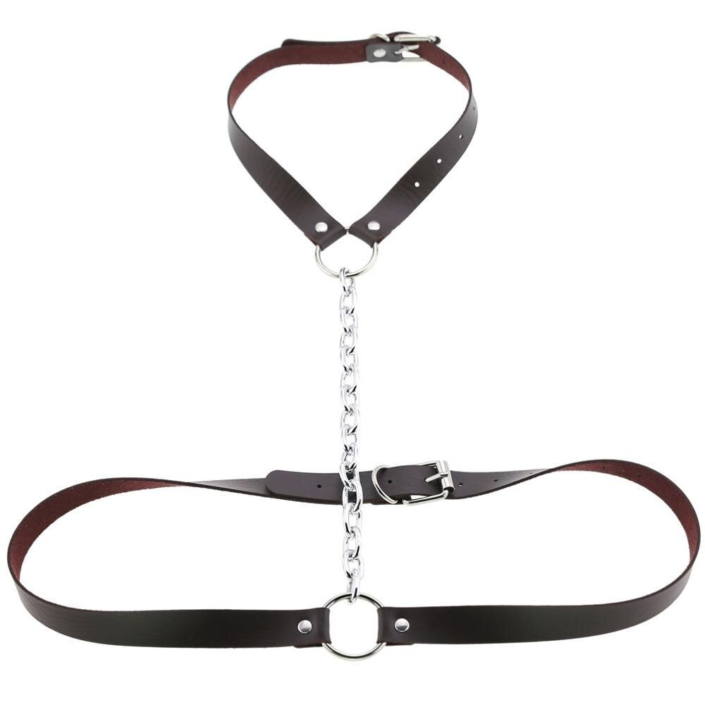 Vegan leather body harness with chain, perfect for an erotic touch to your outfit and lifestyle.